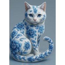 LazyFold Diamond Art Painting Kits for Adults Beginner,Blue Cat DIY 5D