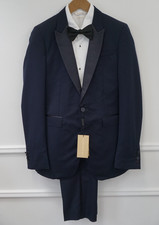 Men Burberry Prorsum Suit Tuxedo Virgin Wool Blue Made In Italy Size 34