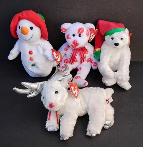 Vintage Ty Christmas Holiday Beanie Babies Lot of 4  With Tags
