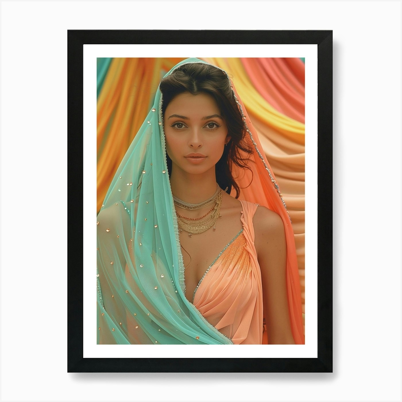 Beautiful Indian Woman Art Print Framed Wall Art Poster Canvas Print Picture