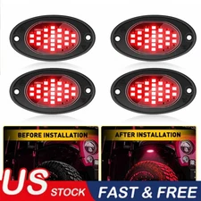 4X Red LED Rock Lights Underbody Trail Rig Glow Lamp Offroad SUV Pickup Truck
