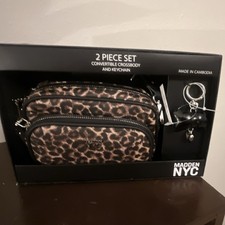 Madden NYC Leopard Print Convertible Crossbody Bag  Key Chain Set
