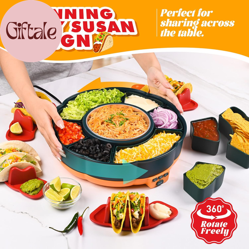 Taco Tuesday Kit - Taco Bar Serving Set for a Party with 33Oz Heated Pot, 4 Taco - Picture 3 of 12