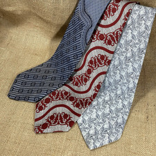 Vintage 1960's, "Kipper Ties", 4" Wide, Gray  Burgundy, Polyester, Set of 3