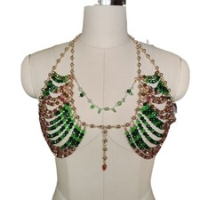 Women's Beaded Bra Beach Bralette Ladies Rhinestone Chest Harness Party Top Vest