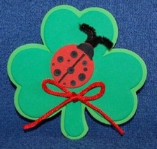 Lucky Ladybug and Shamrock, Foam Refrigerator Magnet, Made in the USA
