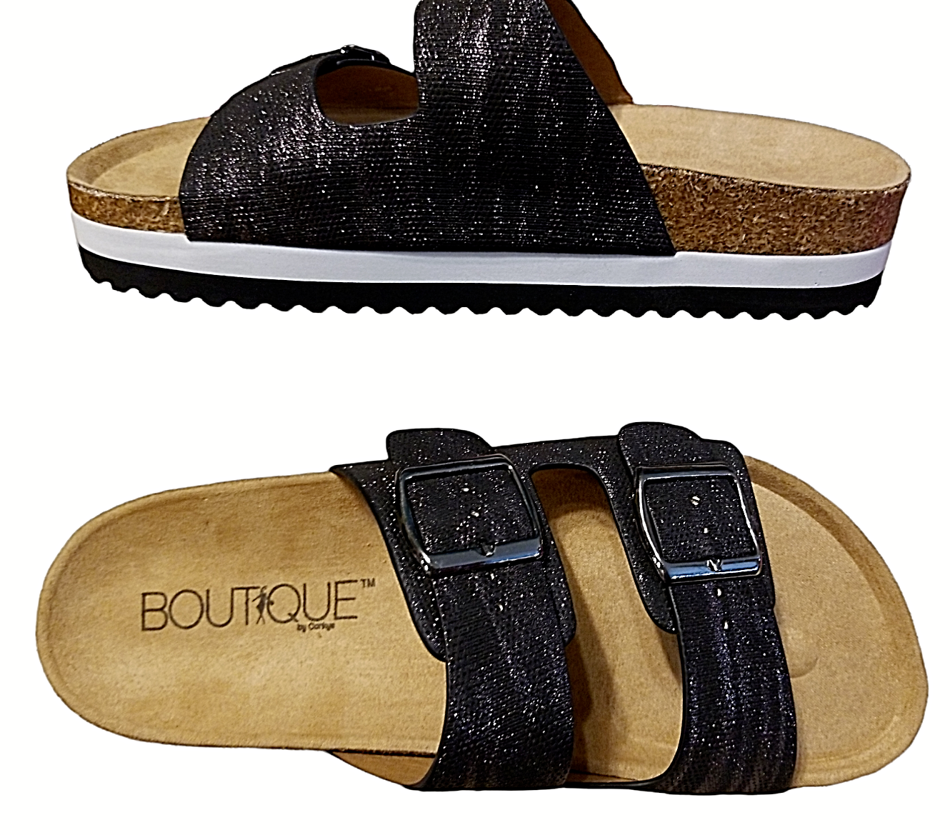 Corkys Women's 9 Beach Babe Slip On Adjustable Strap New 40-5086 Black  Metallic | eBay