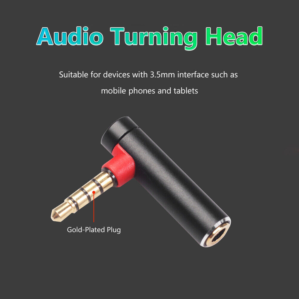 90Degree L-shape Male To Female Audio Converter Adapter Earphone Jack