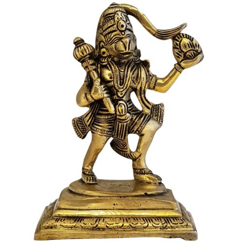 1pcIndian Traditional Brass Hanuman Ji Statue/Murti/Idol Home Deco Puja Accesory - Picture 8 of 10