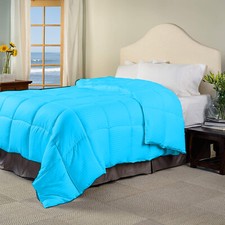 Deluxe 300 GSM Aqua Blue Down Alternative Comforter 100% Cotton Stripes Pattern