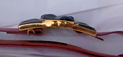 ALEXIS KIRK VINTAGE NWT Reptile Burgundy Belt Art Deco Black  display picture 3