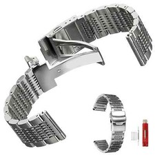 Solid Stainless Steel Straps 22mm Seiko Diving Watch Band Deployment Buckle D