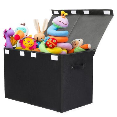 Large Toy Box Chest Storage with Flip-Top Lid Collapsible Kids