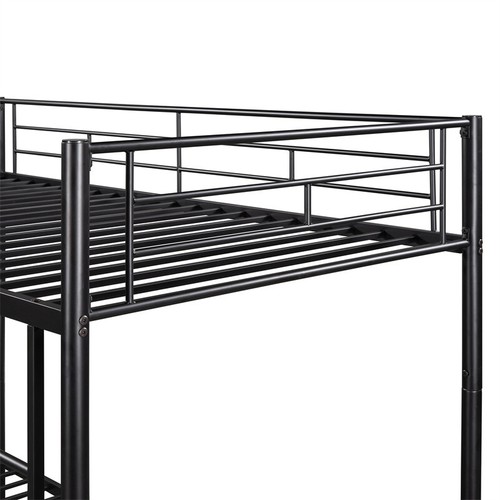 Twin Over Twin Size Modern Metal Bunk Bed for Teen Adults Save Space Black - Picture 5 of 18