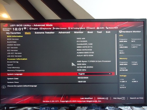 ASUS ROG Crosshair VII Hero+AMD Ryzen 7 3700X+Samsung 512GB M.2 NVME SSD+Win11 - Afbeelding 2 van 16