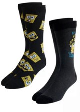 New Spongebob Squarepants Mens 2 Pair Of Socks SPONGEBOB IT S HIP TO BE SQUARE