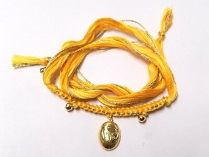 Authentic AURELIE BIDERMANN HONOLULU YELLOW BEETLE CHARM BRACELET 18K GOLD PLATED
