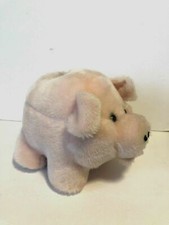 Plush Pig Piggy Bank Pink 8" Lgth x 6" Wide x 6" tall