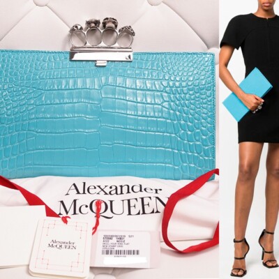 NEW $2290 ALEXANDER MCQUEEN cerulean Blue SILVER JEWEL
