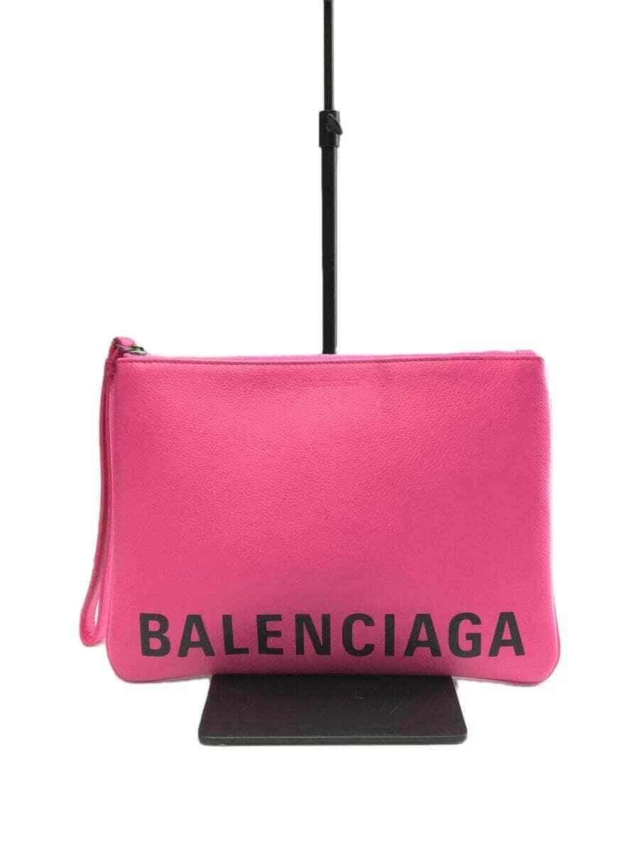 Balenciaga cash handle pouch clutch bag pink leather print 59378 660 52727
