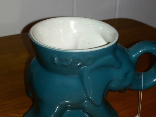 Vintage Frankoma Elephant Mug GOP Political 1990 Teal - Picture 2 of 8