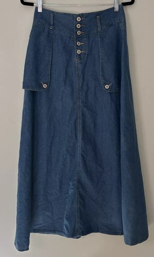 StyleWe Women's Pockets Buttons Regular Fit Long Jean Skirt Small NWT