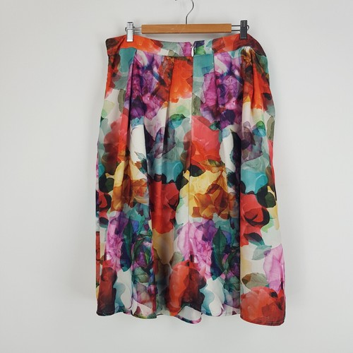 City Chic Womens Size S 16 Multi-Coloured Abstract Print Flowy Full Skirt Lined - Picture 8 of 18