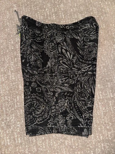 Old Navy Men's L Black Gray Print Swim Trunks Vintage Board Shorts - Picture 3 of 8