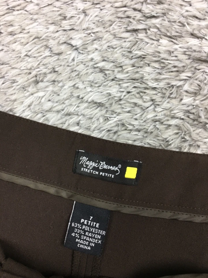 Maggie Barnes Straight Leg Dress Pants Woman Size 7 Petite Brown Stretch - Image 4 of 4