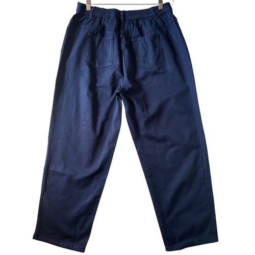 Woman Within Blue Cotton Classic Fit Pants Size 18WP Elastic Back Waist - Picture 2 of 8