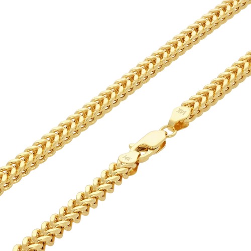 14K Yellow Gold 1.5mm-5mm Franco Square Box Chain Necklace Mens Womens 16"- 30" - Picture 97 of 108