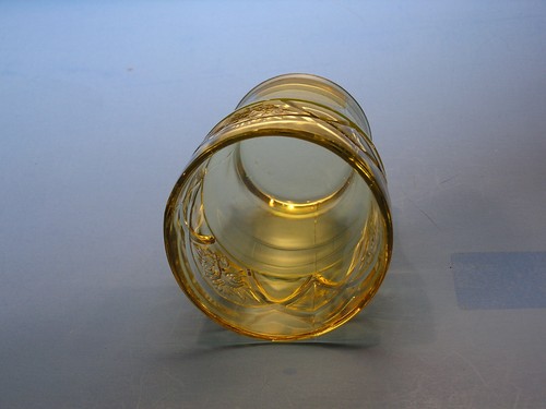 Vtg Depression Yellow Cabbage Rose 8 oz drinking glass - Picture 4 of 8
