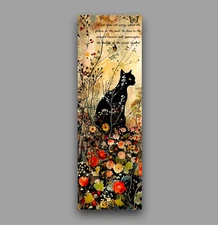 Cat in wildflowers bookmark -  gift for readers bookworms, unique handmade