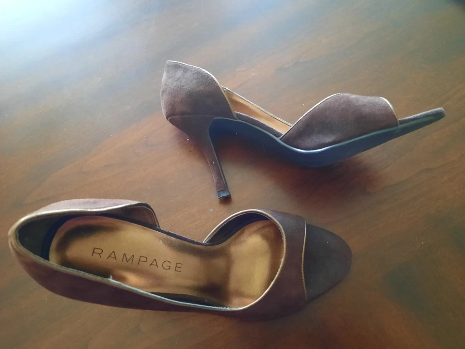 Rampage shoes open toe sandals stiletto high heel brown suede size 7M - Image 3 of 4