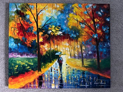 Leonid Afremov Oil on Canvas Painting - Walking in the Forest
