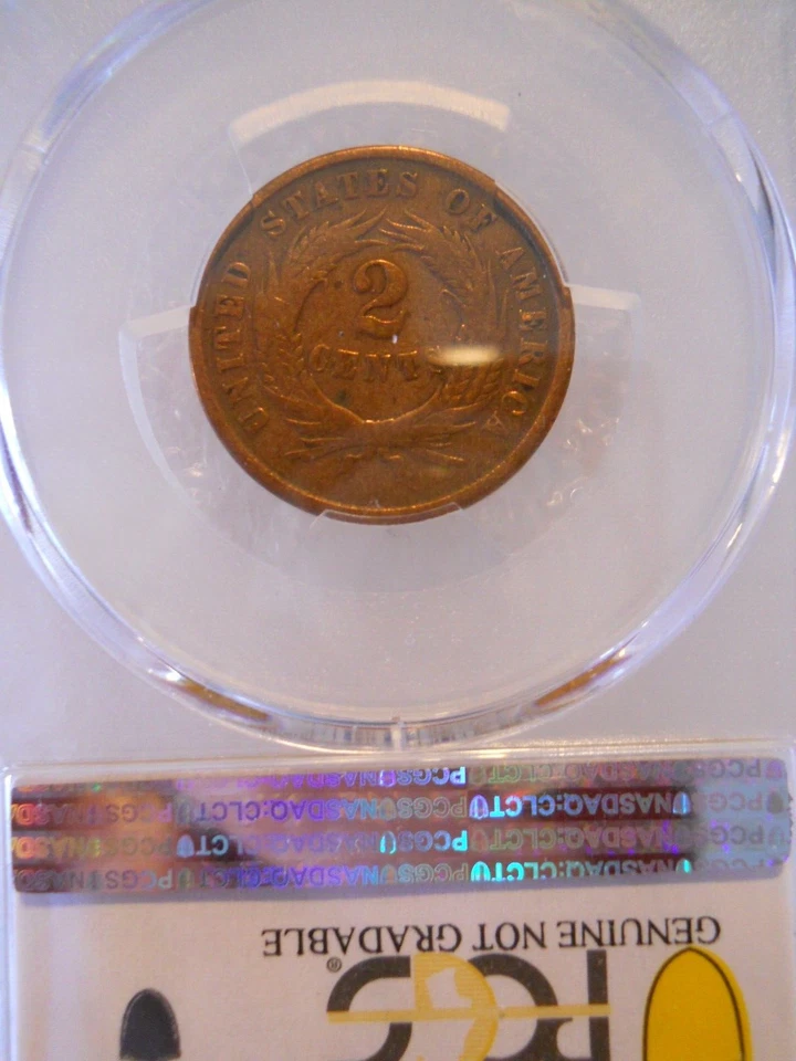 1864 Large Motto LM Copper Two Cent Piece 2C - Cleaned F Detail - Image 4 of 4