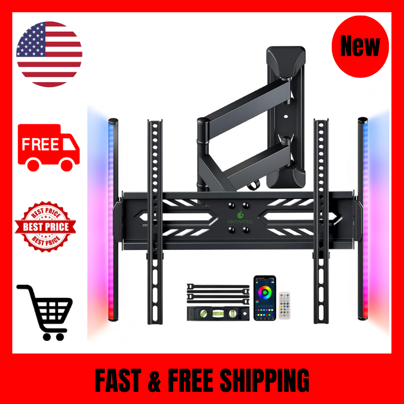 TV Wall Mount with LED Lights, Full Motion TV Mount for 26-65 inch TVs, DIY TV-image