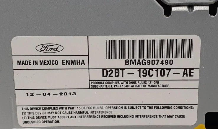 Ford Fiesta 2014-2015 AM-FM-CD-MP3, receptor de radio de un solo disco D2BT-19C107-AB Foto 2 de 3