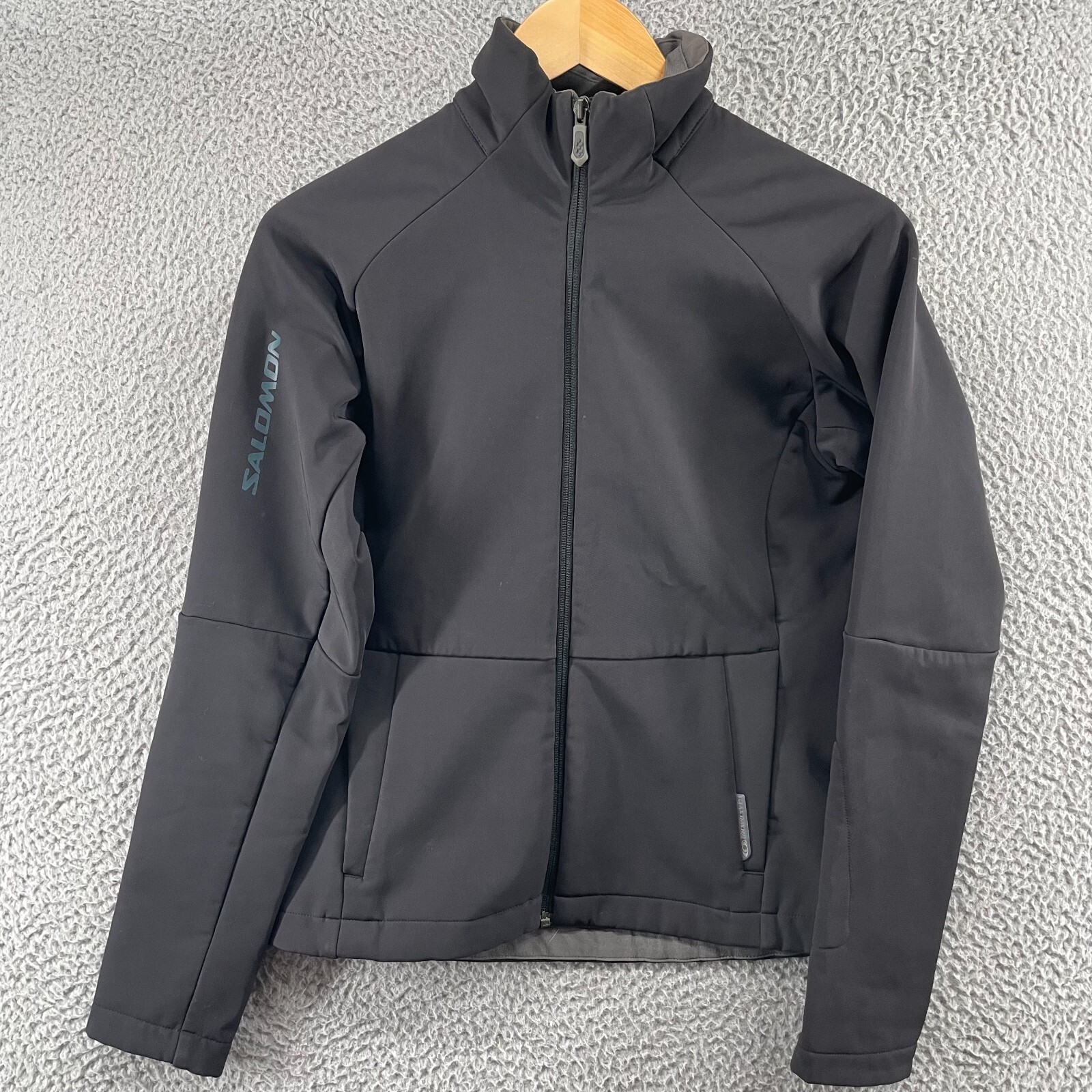 Salomon Giacca Donna Piccola Full Zip Nera Softshell Outdoor Activewear Corsa Palestra