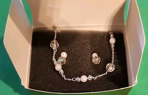 Vintage Avon Pearl Illusion 18" Halskette & Ohrringe 925 Schmuckset - Bild 4 von 12