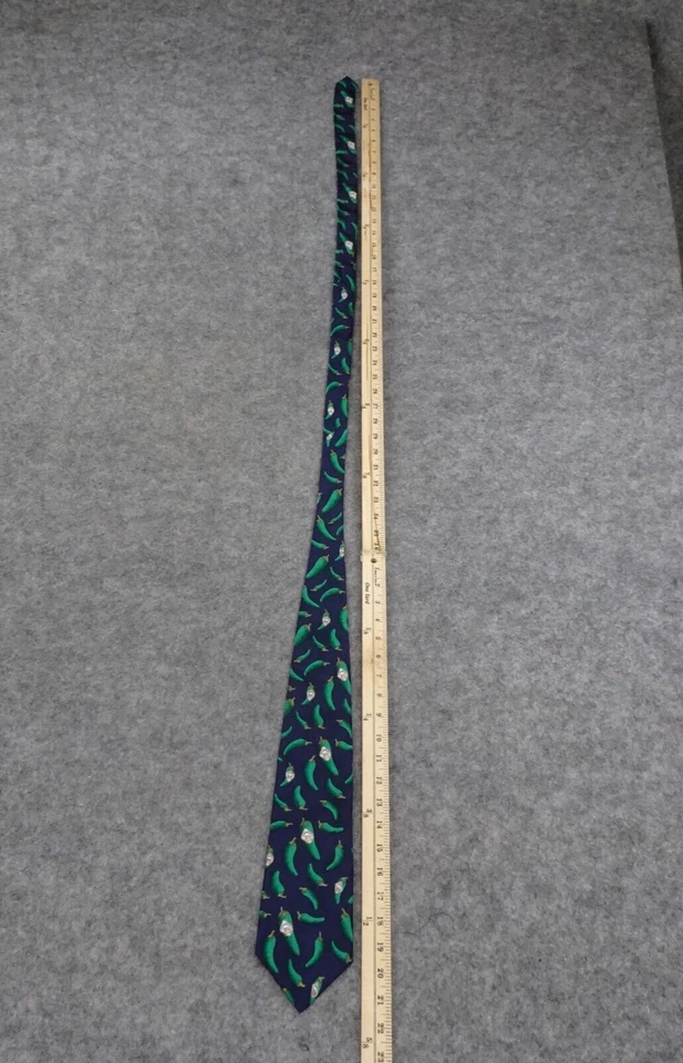 Corbata Tabasco Para Hombre Verde Seda Chili Pimientos Punto Azul Estampado Azul Verde Foto 4 de 4