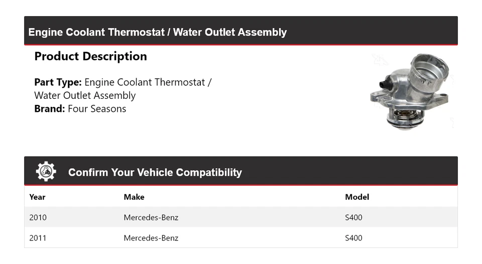 Termostato de refrigerante del motor Mercedes-Benz S400 10-11/conjunto de salida de agua 4 estaciones Foto 2 de 4