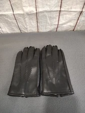 Men's Large Black Faux Leather Driving Gloves Made In Taiwan Classic Comfort 