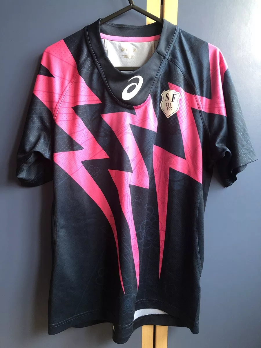 STADE FRANCAIS PARIS PINK LIGHTNING RUGBY SHIRT In Great Condition Size S