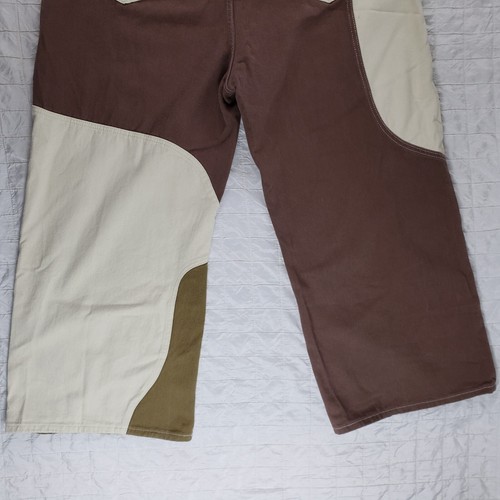 NWT Cider Overalls Womens Sz XL Relaxed Wide Leg Brown Beige Denim Bib Ankle NEW - Picture 12 of 12