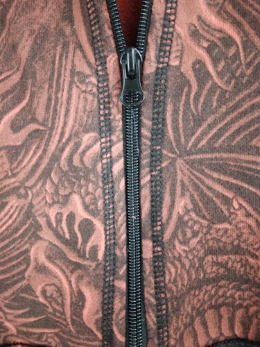 Y2K Lucky Brand Orange Brown All Over Print Full Zip Jacket Womens Size Medium - Picture 3 of 10