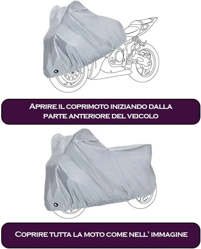 TELO COPRIMOTO SCOOTER FELPATO SAGOMATO MOTO TAGLIA L 232x100x125cm 250g MQ - Immagine 2 di 4
