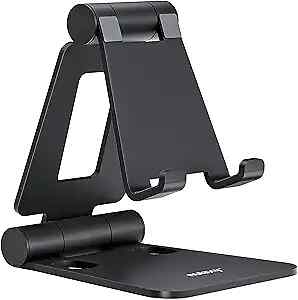 Nulaxy Dual Folding Cell Phone Stand, Fully Adjustable Foldable Desktop Phone Ho