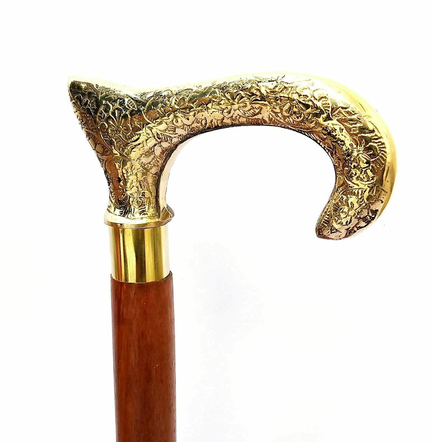 Handmade Solid Brass Curving Handle Victorian Can… - image 3