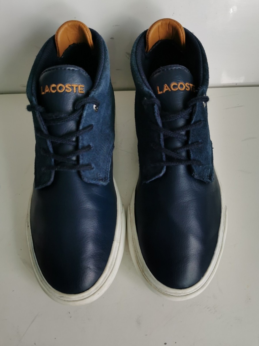 LACOSTE ESPARRE CHUKKA UK 33 BOYS KIDS NAVY WHITE SUEDE LEATHER